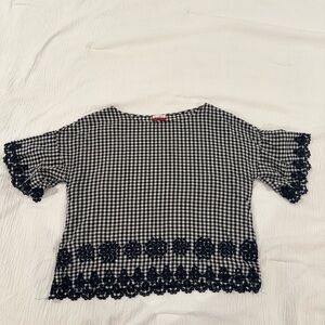 SUNO Navy and Black Cropped Top